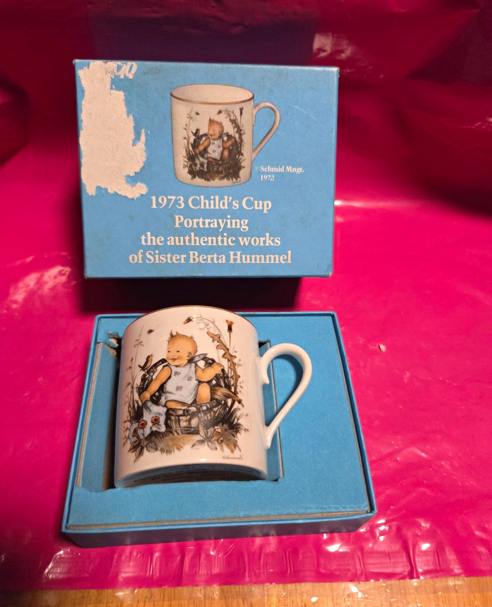 Schmid 1973 Child's Cup Sister Berta Hummel Painted Ceramic West Germany